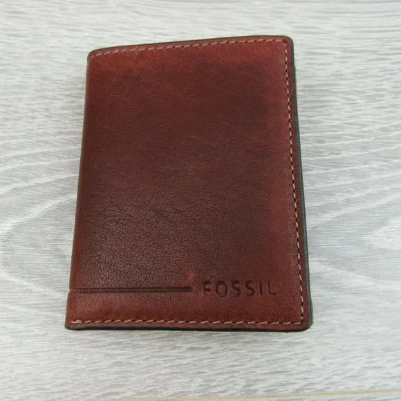 Fossil Allen Trifold RFID Mens Tan Brown Leather Wallet NEW - Picture 2 of 10